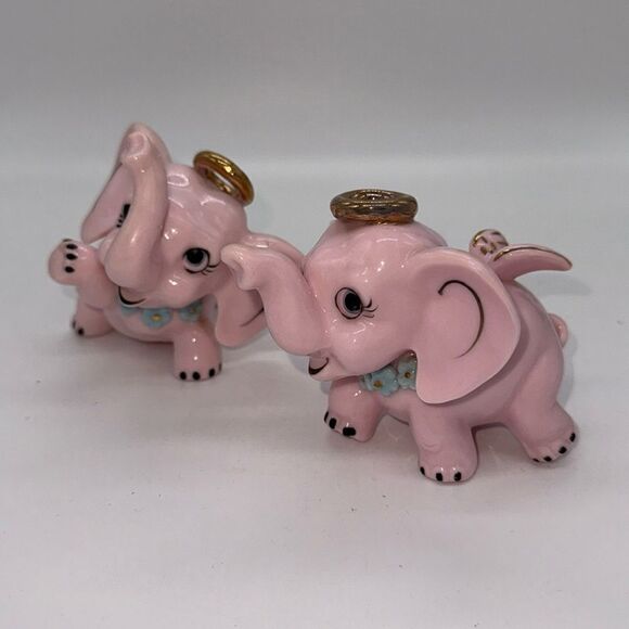 Vintage Set Pink Elephant Angels 1950s - Picture 1 of 9